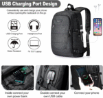 Travel Laptop Backpack Water Resistant Anti-Theft Bag with USB Charging Port and Lock 15.6 Inch Computer Business Backpacks for Women Men Work College Gift,Casual Daypack - Image 2