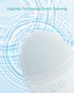 303 Facial Cleansing Brush Grey Bundled with Milk Frother Black - Image 2