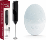 303 Facial Cleansing Brush Grey Bundled with Milk Frother Black