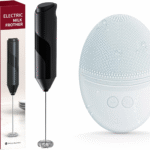 303 Facial Cleansing Brush Grey Bundled with Milk Frother Black