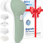 Facial Cleansing Brush Silicone Face Scrubber: 4 in 1 FBS-D Electric Exfoliating Rotating Massage Device Waterproof Deep Cleaning Exfoliation Spa Machine - Electronic Skin Care Wash System