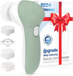 Facial Cleansing Brush Silicone Face Scrubber: 4 in 1 FBS-D Electric Exfoliating Rotating Massage Device Waterproof Deep Cleaning Exfoliation Spa Machine - Electronic Skin Care Wash System