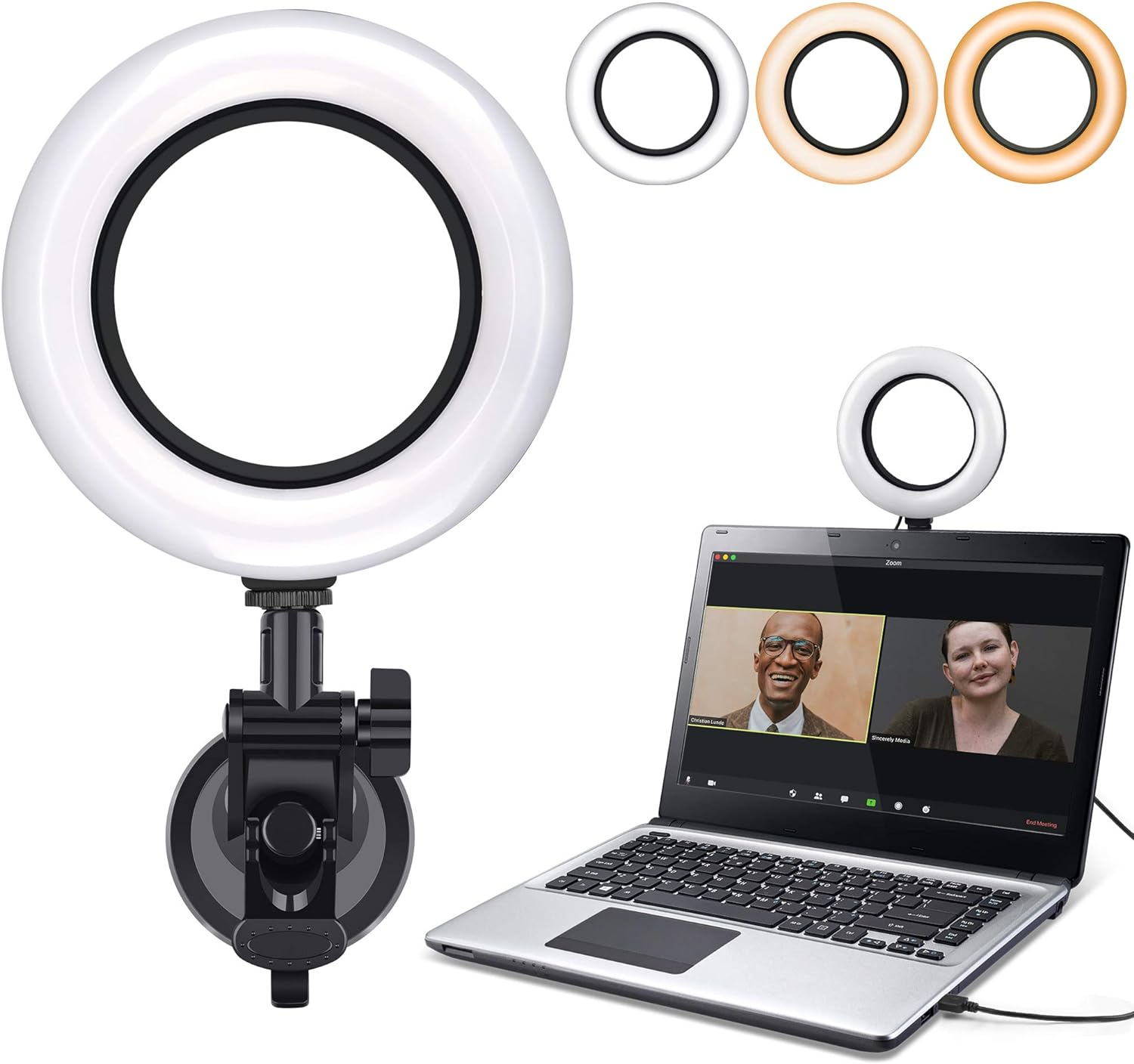 ad96bc110a3b2ef4d3c42b6c0d73fb28.png Video Conference Lighting Kit,Computer/Laptop Moniter LED Video Light Dimmable 6500K Ring Light for Remote Working,Zoom Call,Self Broadcasting,Live Streaming - Image 1