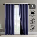 Polyester Grommets Thermal Insulated With Coated Lining 52 In. W X 84 In. L Indoor Blackout Curtains 3 Colors Available,Set Of 2