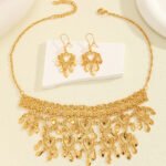 3pcs Fashionable Retro Luxury Heart-shaped Hollow Necklace Earrings Women's Set, Suitable For Party And Dance Gifts, Daily Wear - Image 2