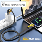 Firsting 2PCS 65W 4-In-1 Multi Cell Phone Data Cable Fast Charge 27WPD Charge Cord Charging Cable, Black - Image 8