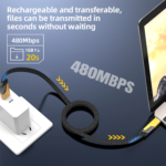 Firsting 2PCS 65W 4-In-1 Multi Cell Phone Data Cable Fast Charge 27WPD Charge Cord Charging Cable, Black - Image 6