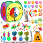32 PCS Cat Toys Kitten Toys, Variety Catnip Toys with Rainbow Tunnel Interactive Cat Feather Teaser Spring Toy Set for Cat, Kitty - Image 10