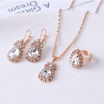 Water Drop Rhinestone Jewelry Set for Women | Teardrop Necklace, Earrings & Ring | Elegant Party & Wedding Wear Set - Image 7