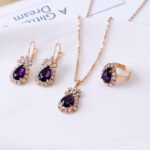 Water Drop Rhinestone Jewelry Set for Women | Teardrop Necklace, Earrings & Ring | Elegant Party & Wedding Wear Set - Image 9