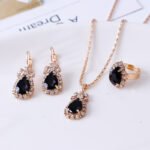Water Drop Rhinestone Jewelry Set for Women | Teardrop Necklace, Earrings & Ring | Elegant Party & Wedding Wear Set - Image 6