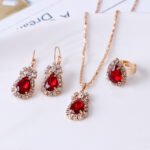 Water Drop Rhinestone Jewelry Set for Women | Teardrop Necklace, Earrings & Ring | Elegant Party & Wedding Wear Set - Image 8