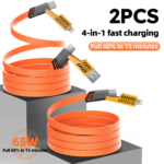 Firsting 2PCS 65W 4-In-1 Multi Cell Phone Data Cable Fast Charge 27WPD Charge Cord Charging Cable, Black - Image 11