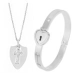 Fashion Titanium Steel Couple Love Lock Jewelry Set | Matching Bracelet, Key Pendant Necklace for Men & Women - Image 6