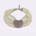 Dog Pearls Necklace Jewelry - Bling Dog Wedding Collar for Small Dogs Girl with Rhinestone Heart Charm - Teacup Puppy Chihuahua Yorkie Clothes Accessories (White Heart, 8 to 10-Inch) - Image 3