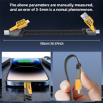 Firsting 2PCS 65W 4-In-1 Multi Cell Phone Data Cable Fast Charge 27WPD Charge Cord Charging Cable, Black - Image 2