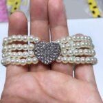 Dog Pearls Necklace Jewelry - Bling Dog Wedding Collar for Small Dogs Girl with Rhinestone Heart Charm - Teacup Puppy Chihuahua Yorkie Clothes Accessories (White Heart, 8 to 10-Inch) - Image 5