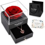 Eternal Rose I Love You Necklace Red Rose Necklace - Image 7