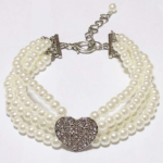 Dog Pearls Necklace Jewelry - Bling Dog Wedding Collar for Small Dogs Girl with Rhinestone Heart Charm - Teacup Puppy Chihuahua Yorkie Clothes Accessories (White Heart, 8 to 10-Inch) - Image 2