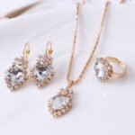 Water Drop Rhinestone Jewelry Set for Women | Teardrop Necklace, Earrings & Ring | Elegant Party & Wedding Wear Set - Image 10