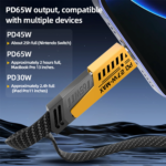 Firsting 2PCS 65W 4-In-1 Multi Cell Phone Data Cable Fast Charge 27WPD Charge Cord Charging Cable, Black - Image 4