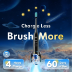 Kids Electric Toothbrush Rechargeable Age 3-5-6-12-18 Year Old, Sonic Toothbrush Kids with Timer 3 Modes 4 Vibrating Heads Habit Stickers Tooth Brush for Girls Boys and Childrens (Astronaut Black) - Image 7