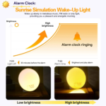 Sunrise Alarm Clock Wake up Light for Heavy Sleepers, Upgrade Full Screen Daylight Alarm Clock with Sunrise and Sunset Simulation, Dual Alarm, Snooze, Sleep Aid, FM Radio,17 Colors, 10 Natural Sounds - Image 7