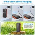 1Pc Portable Solar Charger 49800mAh Power Bank External Battery Pack 22.5W PD Fast Charging Built In 4 Cables 15W Wireless Charging LED Flashlight For Camping Hiking Picnic Travel - Image 8