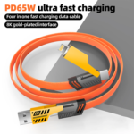 Firsting 2PCS 65W 4-In-1 Multi Cell Phone Data Cable Fast Charge 27WPD Charge Cord Charging Cable, Black - Image 10