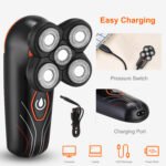 4D Electric Shaver for Men – IPX7 Waterproof Wet & Dry Rotary Razor with 5 Floating Heads, Rechargeable Beard Trimmer Shaving Razor For Men - Image 9