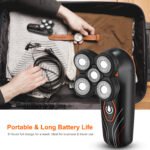 4D Electric Shaver for Men – IPX7 Waterproof Wet & Dry Rotary Razor with 5 Floating Heads, Rechargeable Beard Trimmer Shaving Razor For Men - Image 10