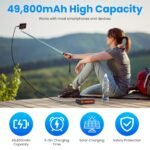 1Pc Portable Solar Charger 49800mAh Power Bank External Battery Pack 22.5W PD Fast Charging Built In 4 Cables 15W Wireless Charging LED Flashlight For Camping Hiking Picnic Travel - Image 4