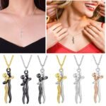 Couple Affectionate Hug Embrace Pendant Necklace Women Valentine'S Day Gifts US
