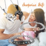 Jstyle 4Pcs Couple Necklace Bracelets Matching Set for Women Men Love Heart Pendant Necklace His & Hers Bracelets Couple Gift - Image 5
