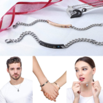 Jstyle 4Pcs Couple Necklace Bracelets Matching Set for Women Men Love Heart Pendant Necklace His & Hers Bracelets Couple Gift - Image 2